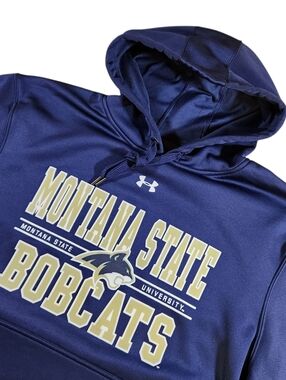 Montana State Bobcats Under Armour Storm Hoodie Mens L Navy Blue NCAA Pullover